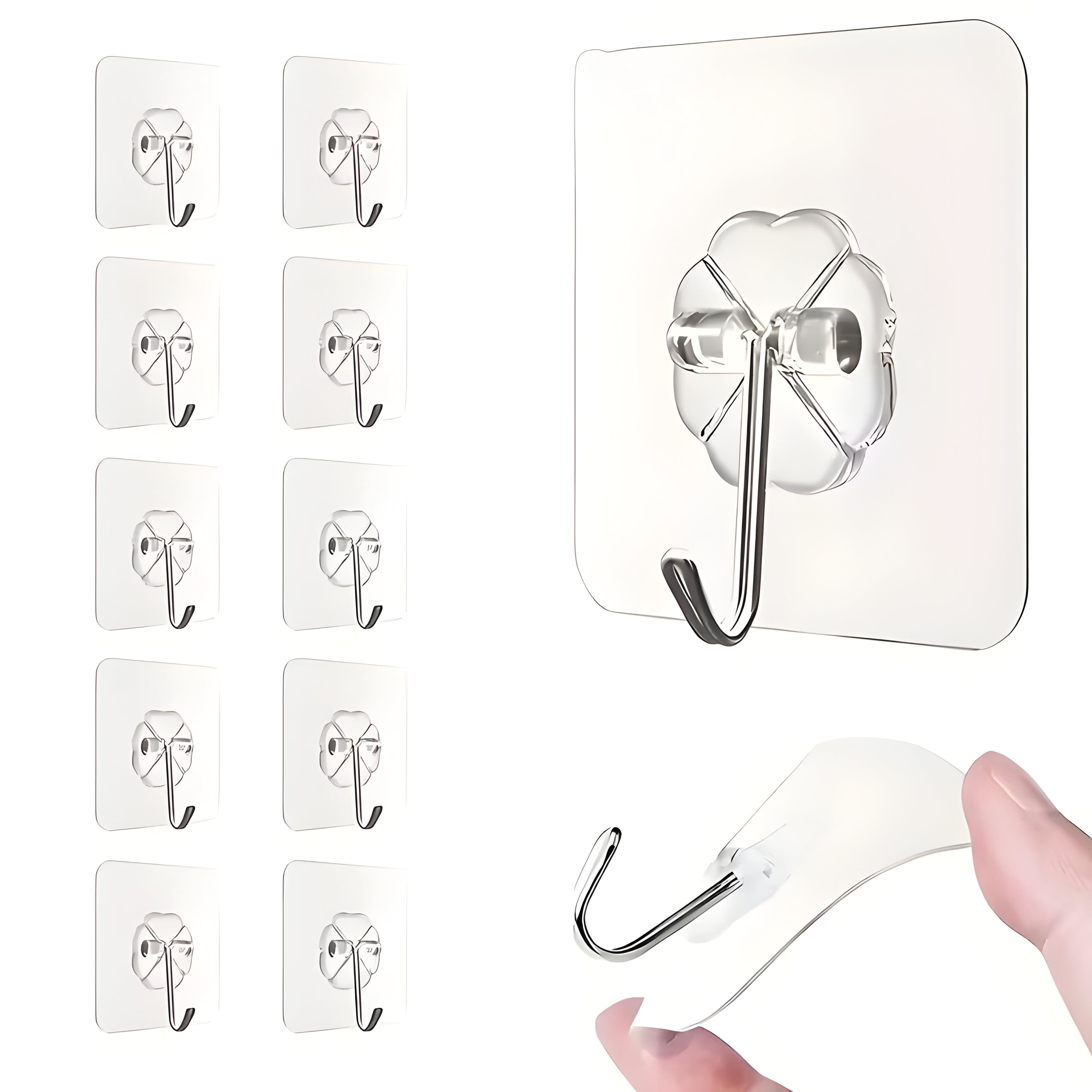 10 Ganchos Adhesivos Invisibles Para Ordenar Cocina y Baño